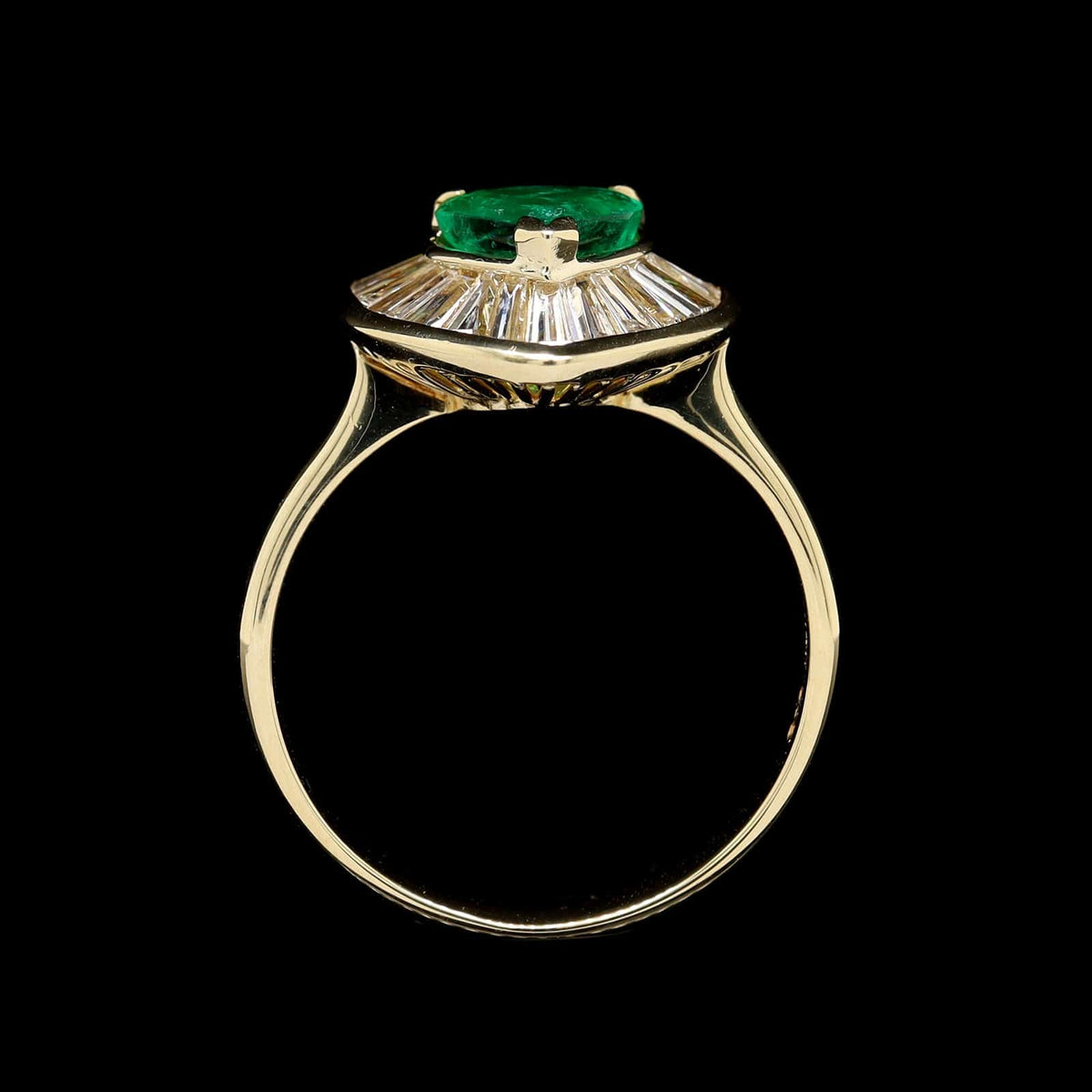 14K Yellow Gold Estate Emerald and Diamond Heart Ring
