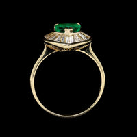 14K Yellow Gold Estate Emerald and Diamond Heart Ring