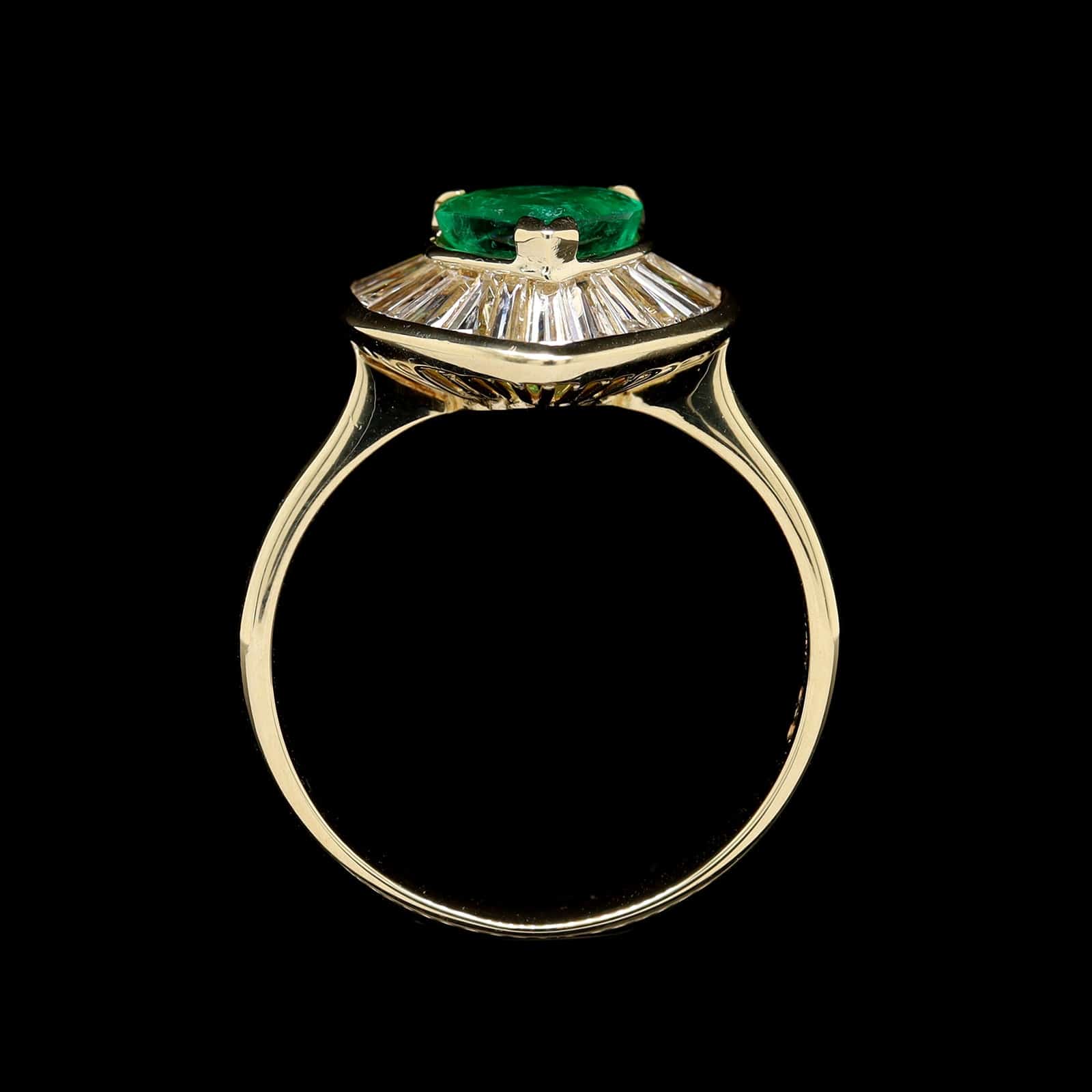14K Yellow Gold Estate Emerald and Diamond Heart Ring