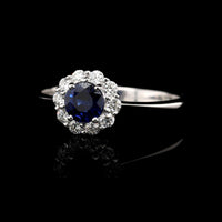 18K White Gold Estate Sapphire and Diamond Ring