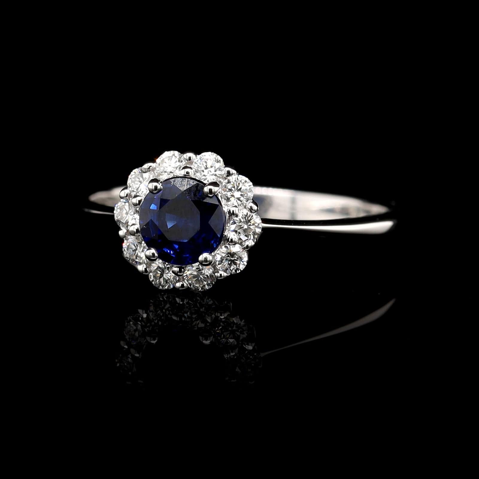 18K White Gold Estate Sapphire and Diamond Ring