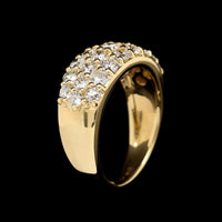 18K Yellow Gold Estate Diamond Three Row Ring