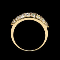 18K Yellow Gold Estate Diamond Three Row Ring