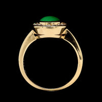 18K Yellow Gold Estate Jadeite and Diamond Ring