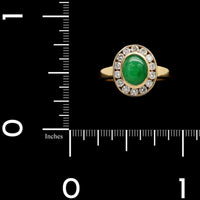 18K Yellow Gold Estate Jadeite and Diamond Ring