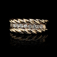 14K Two-tone Gold Estate Diamond Rope Twist Ring