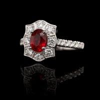 18K White Gold Estate Ruby and Diamond Ring