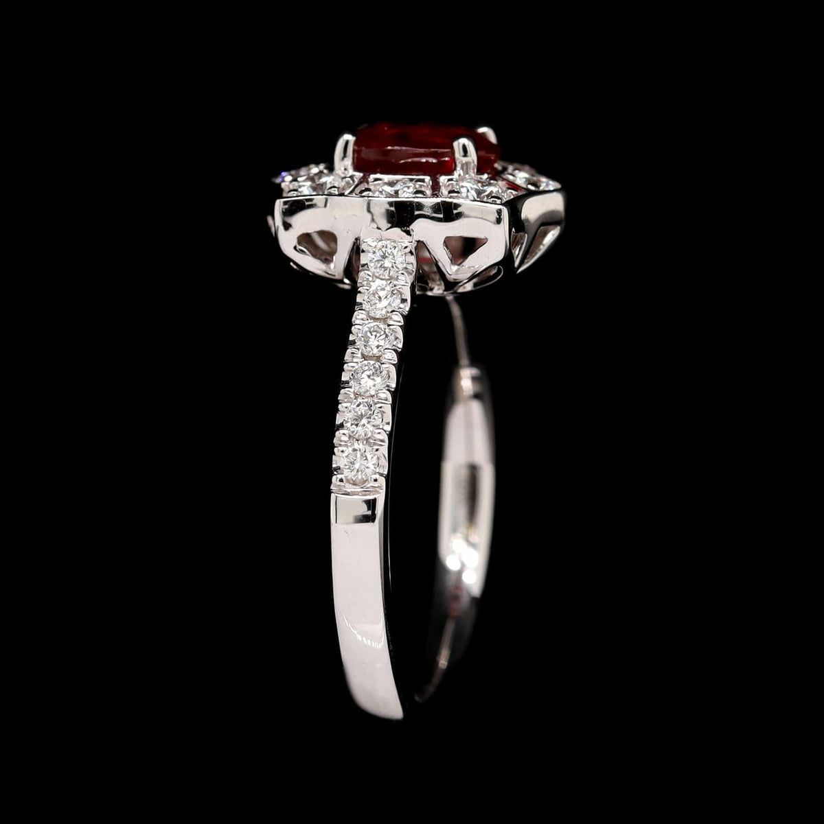 18K White Gold Estate Ruby and Diamond Ring