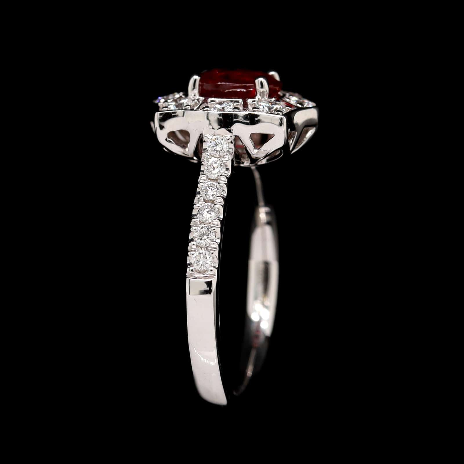 18K White Gold Estate Ruby and Diamond Ring