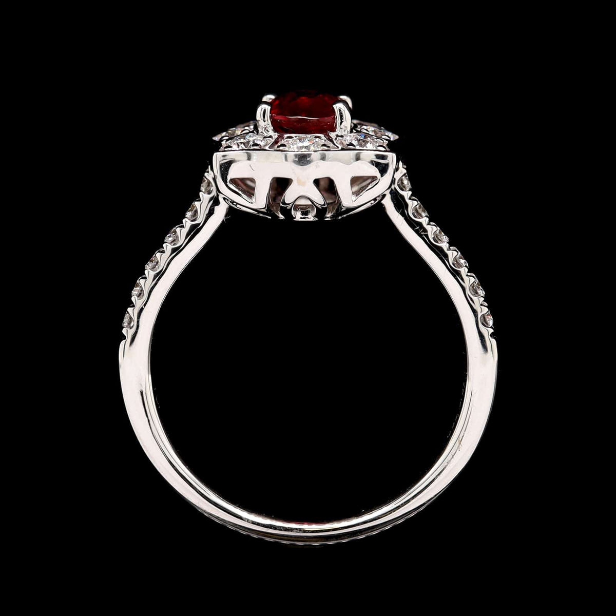 18K White Gold Estate Ruby and Diamond Ring