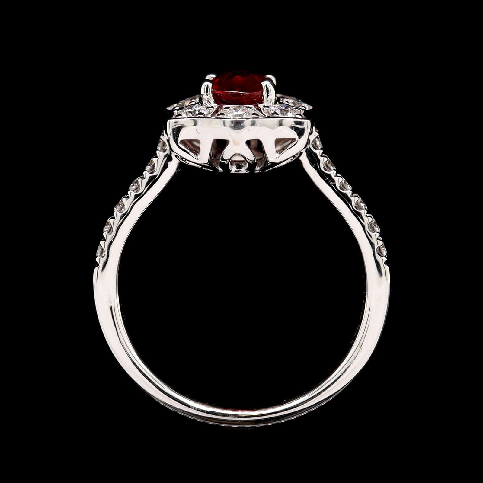 18K White Gold Estate Ruby and Diamond Ring