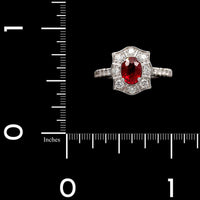 18K White Gold Estate Ruby and Diamond Ring