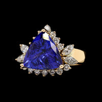 18K Yellow Gold Estate Tanzanite and Diamond Ring