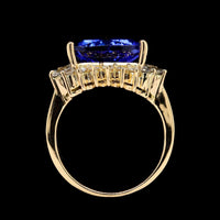 18K Yellow Gold Estate Tanzanite and Diamond Ring