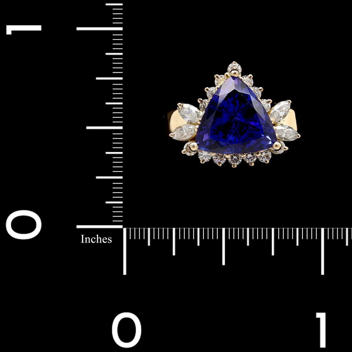 18K Yellow Gold Estate Tanzanite and Diamond Ring