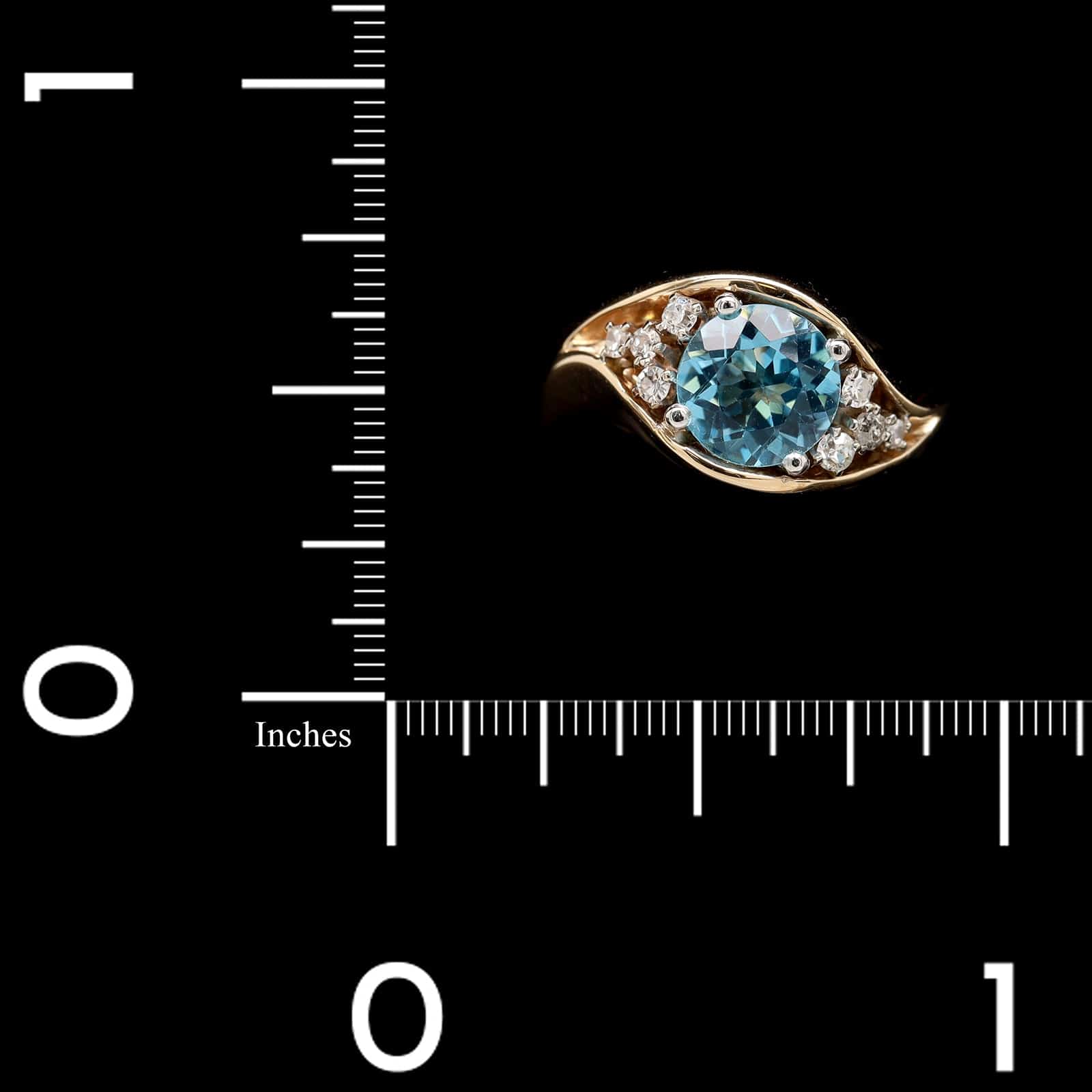 14K Yellow Gold Estate Blue Topaz Diamond Ring