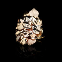 14K Tricolor Gold Estate Leaf Ring