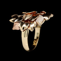 14K Tricolor Gold Estate Leaf Ring