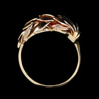 14K Tricolor Gold Estate Leaf Ring