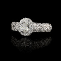 14K White Gold Estate Diamond Halo Engagement Ring