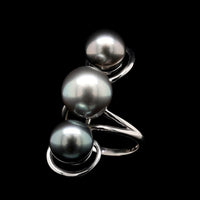 14K White Gold Estate Cultured Tahitian Pearl Ring