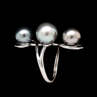 14K White Gold Estate Cultured Tahitian Pearl Ring