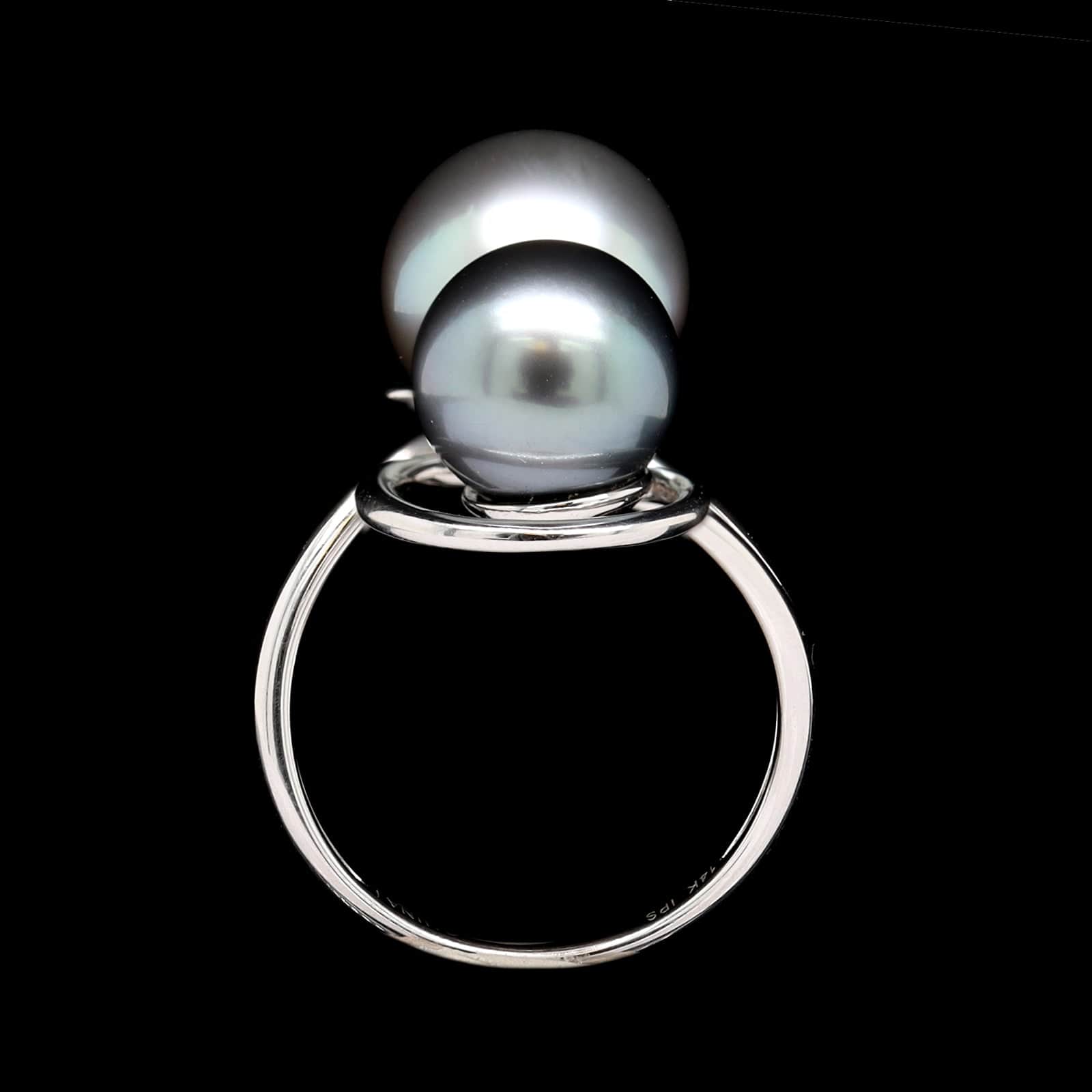 14K White Gold Estate Cultured Tahitian Pearl Ring