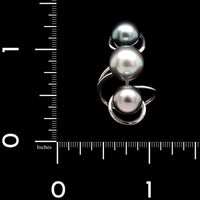 14K White Gold Estate Cultured Tahitian Pearl Ring
