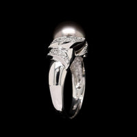 Mastoloni 18K White Gold Estate Cultured Tahitian Pearl and Diamond Ring