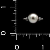 Mastoloni 18K White Gold Estate Cultured Tahitian Pearl and Diamond Ring