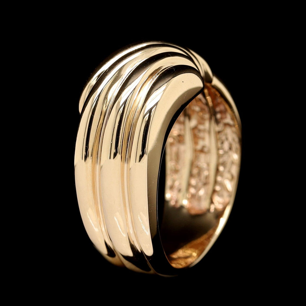 14K Yellow Gold Estate Ribbed Dome Ring