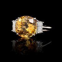 Platinum Estate Yellow Sapphire and Diamond Ring