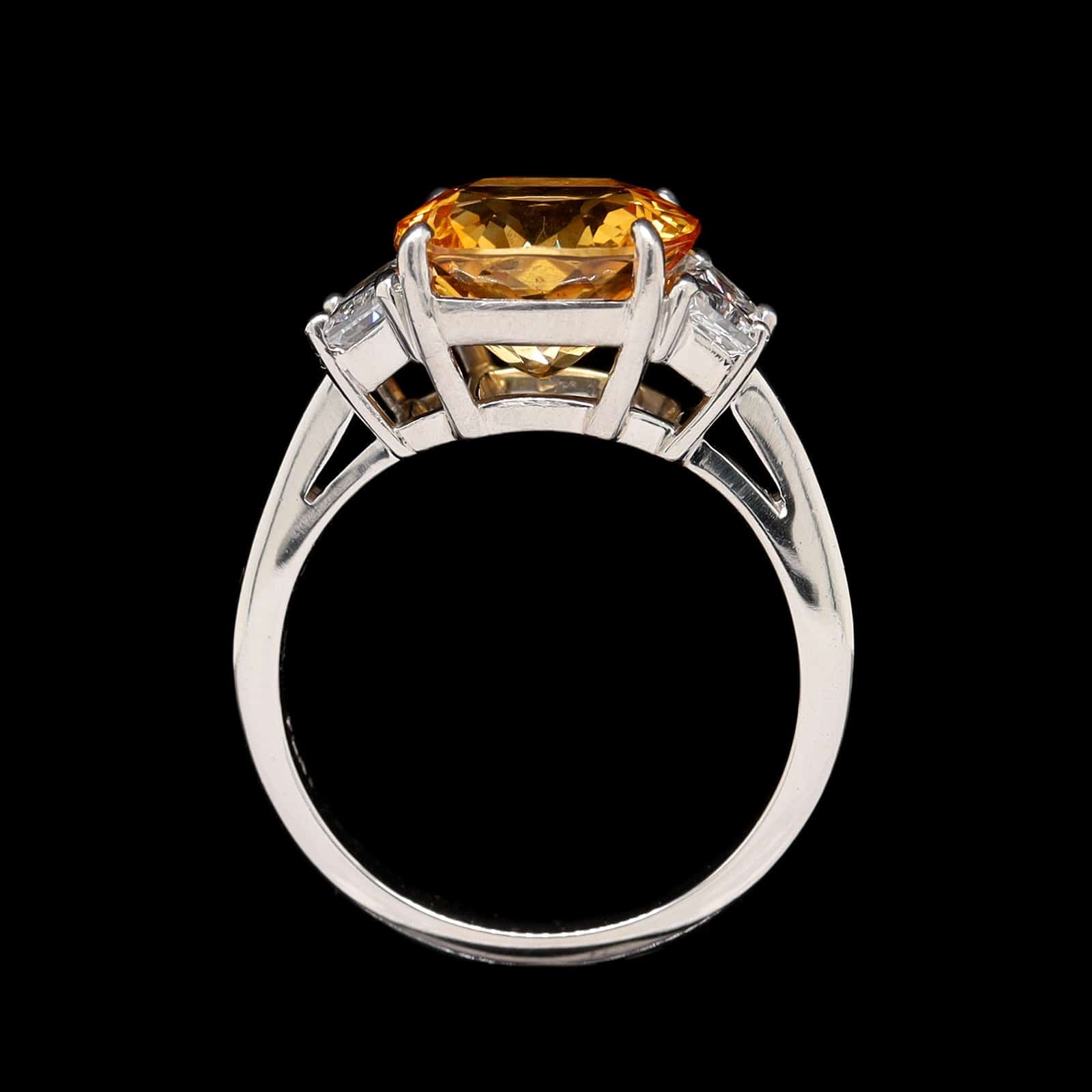 Platinum Estate Yellow Sapphire and Diamond Ring