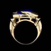 14K Yellow Gold Estate Lapis and Diamond Ring