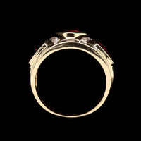 14K Yellow Gold Estate Garnet and Diamond Ring