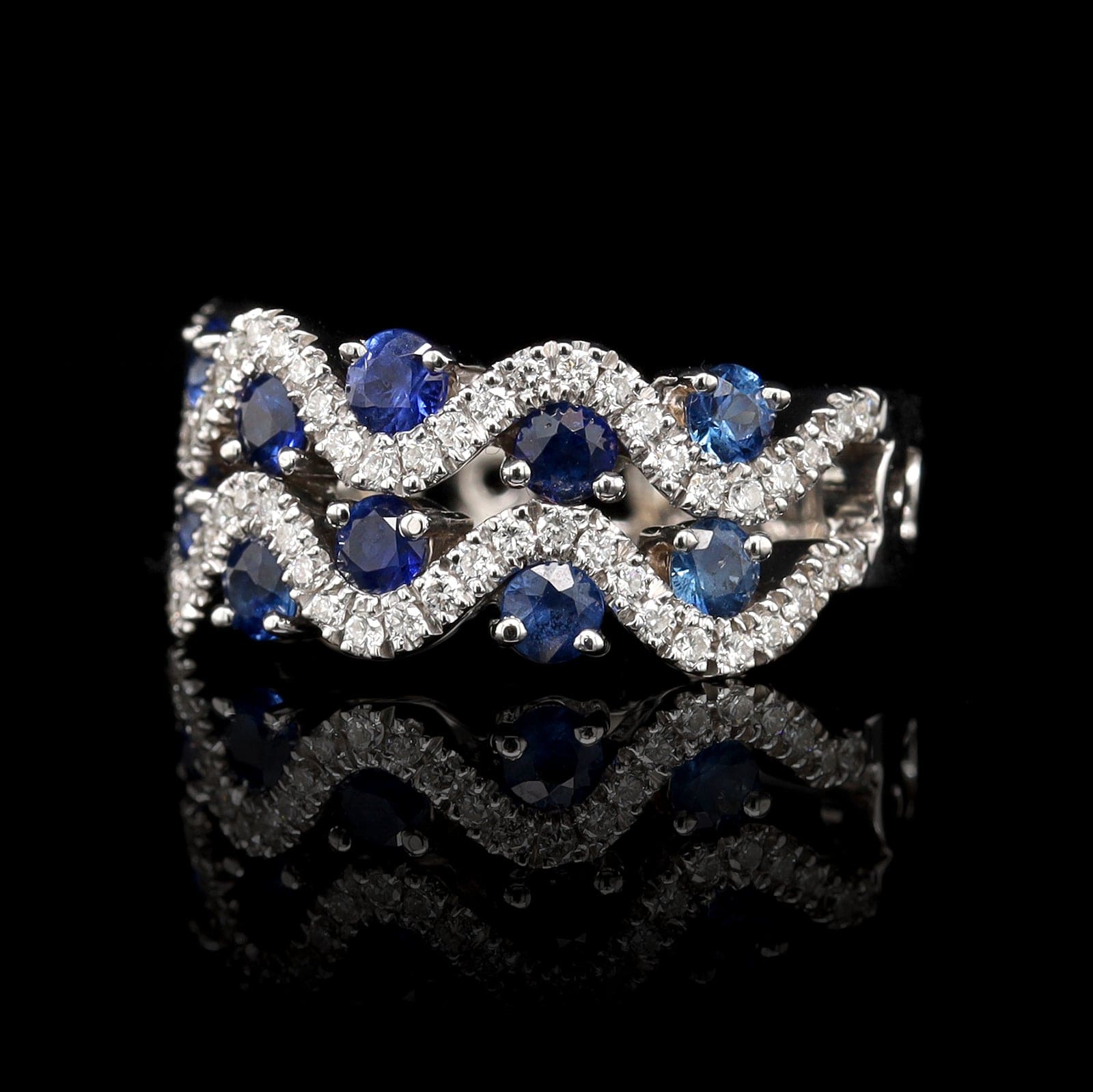 18K White Gold Estate Sapphire and Diamond Ring