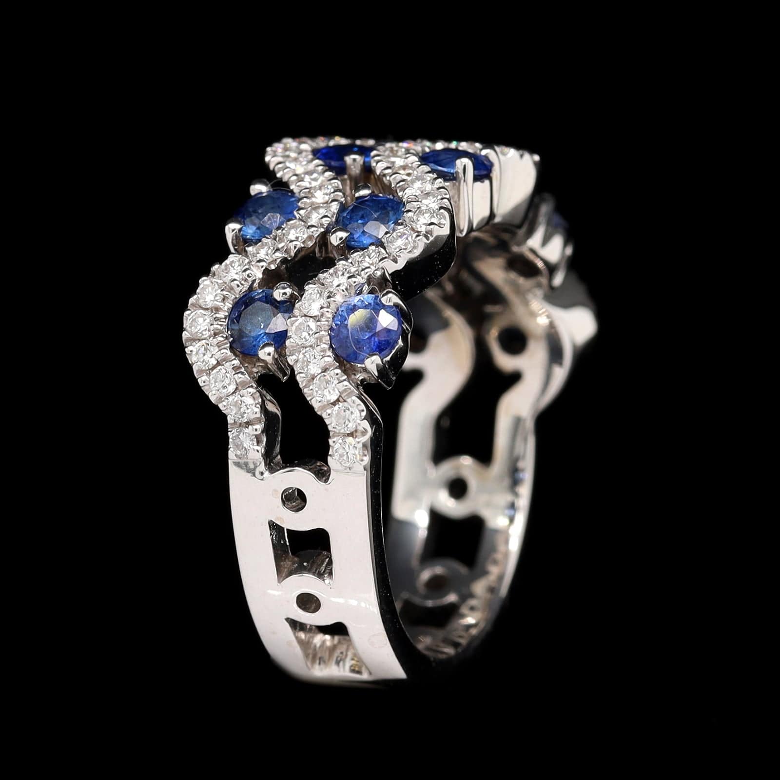 18K White Gold Estate Sapphire and Diamond Ring