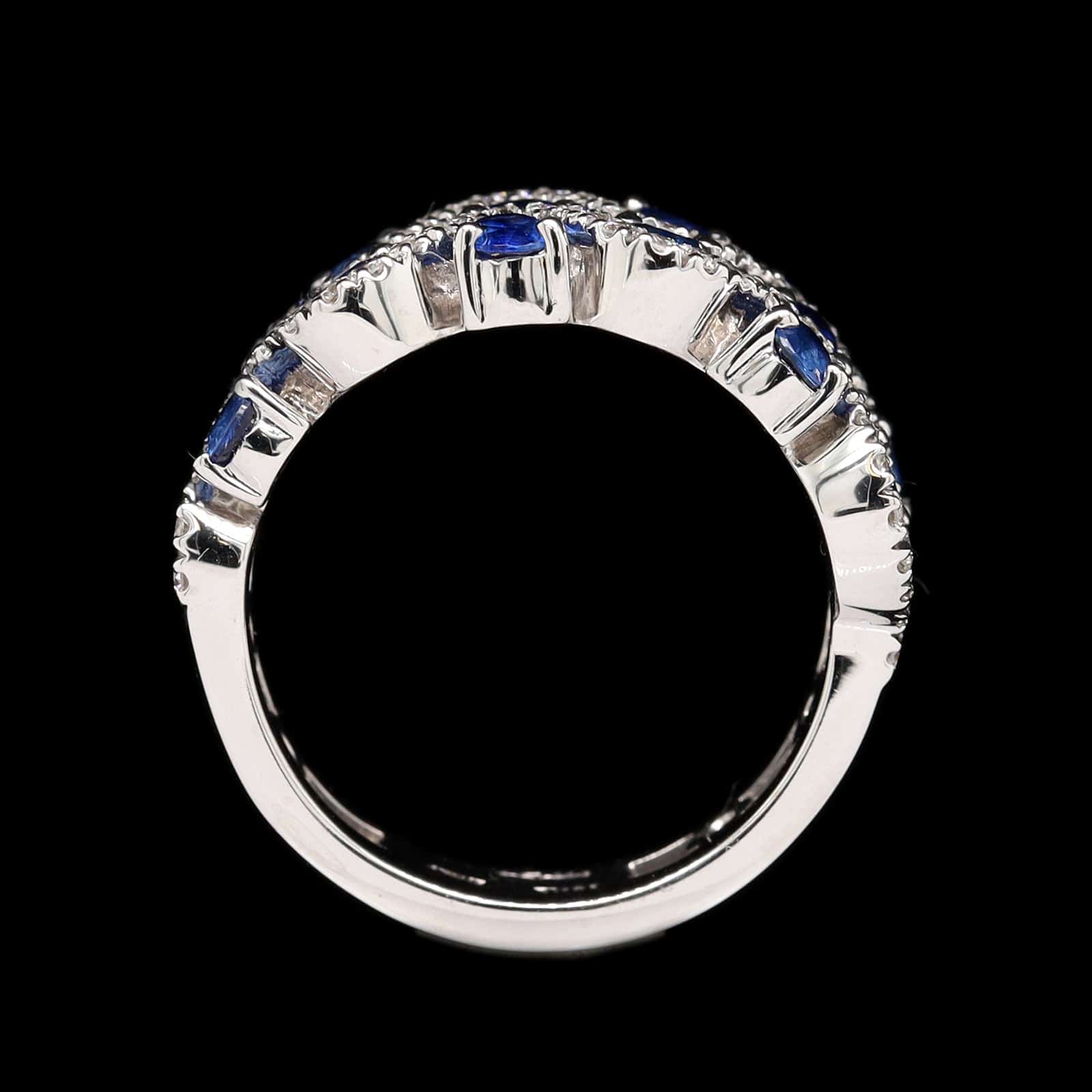 18K White Gold Estate Sapphire and Diamond Ring