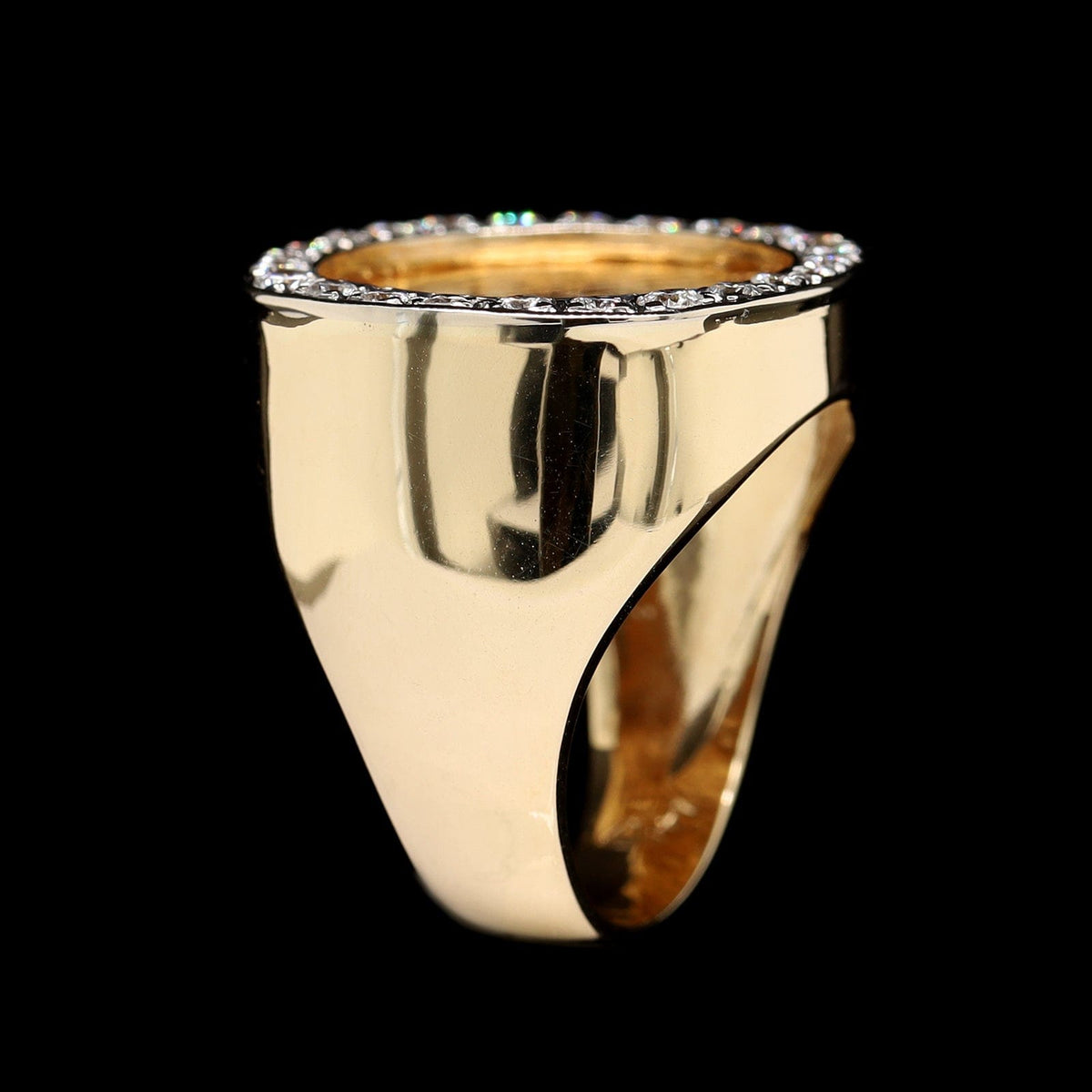 14K Yellow Gold Estate Indian Head Liberty Coin and Diamond Ring