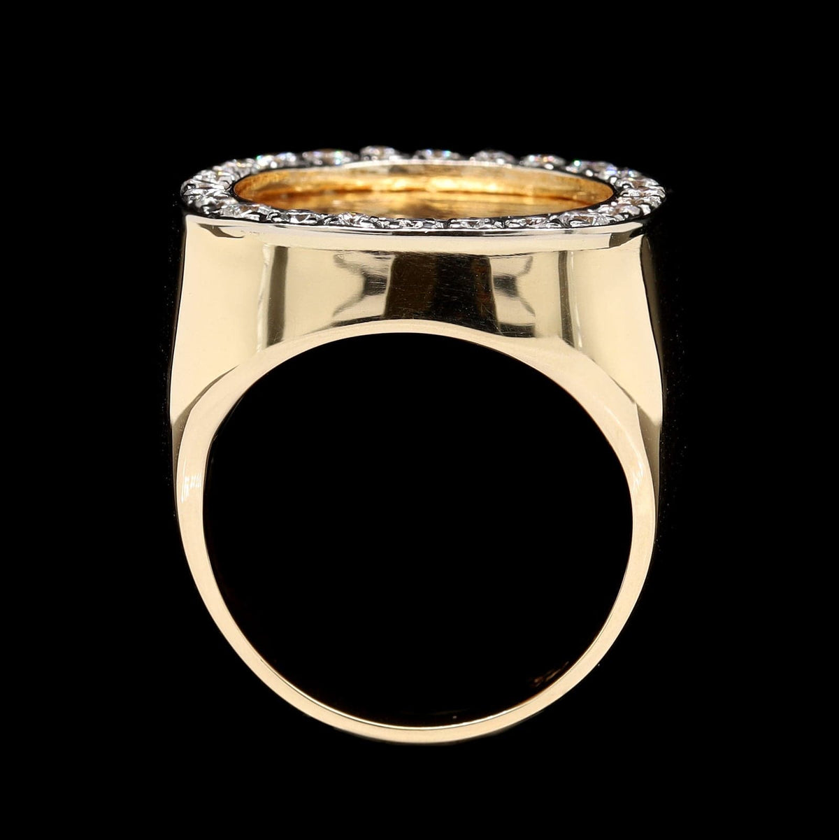 14K Yellow Gold Estate Indian Head Liberty Coin and Diamond Ring