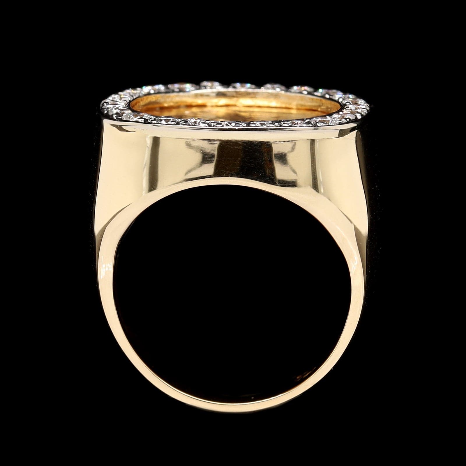 14K Yellow Gold Estate Indian Head Liberty Coin and Diamond Ring