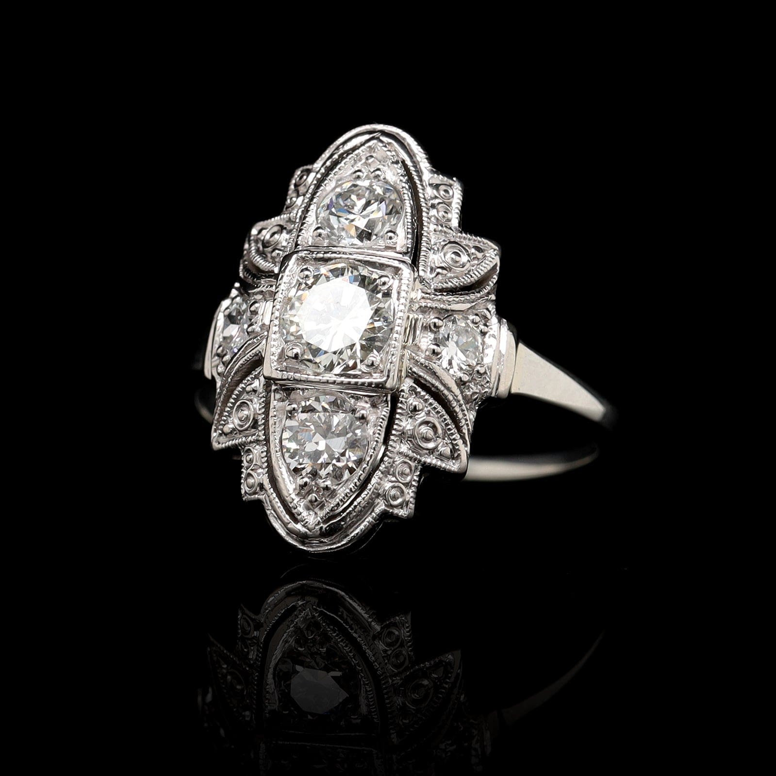 Vintage 18K White Gold Estate Diamond Ring