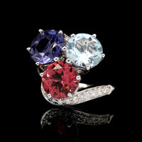 18K White Gold Estate Gemset and Diamond Ring