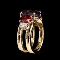 14K Yellow Gold Estae Iolite, Garnet and Diamond Ring