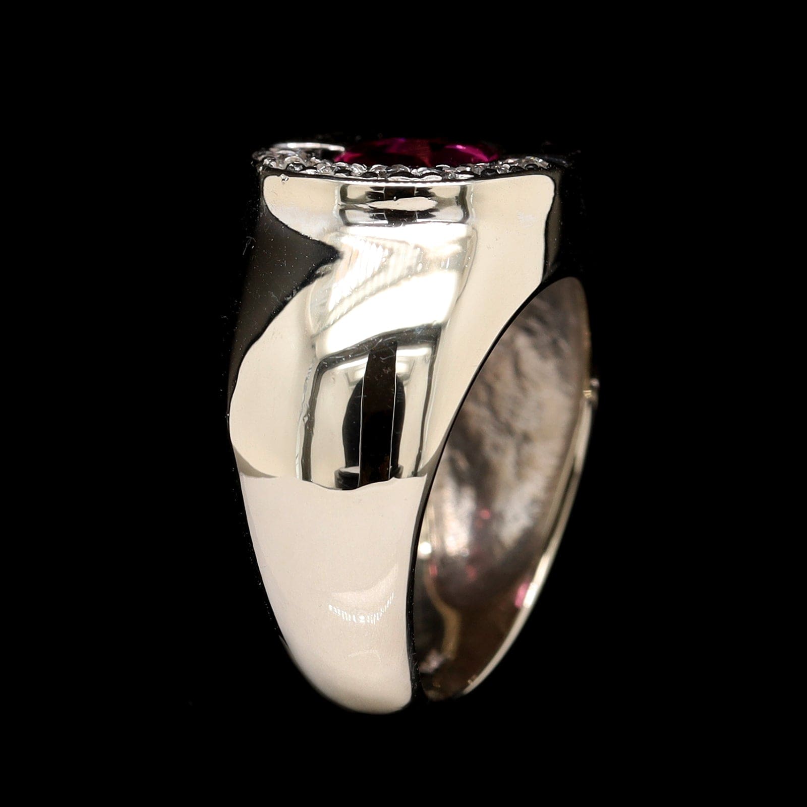 14K White Gold Estate Garnet and Diamond Ring