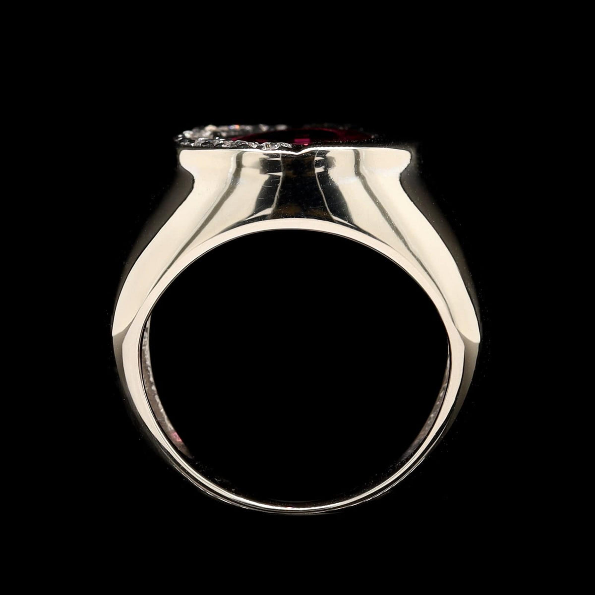 14K White Gold Estate Garnet and Diamond Ring