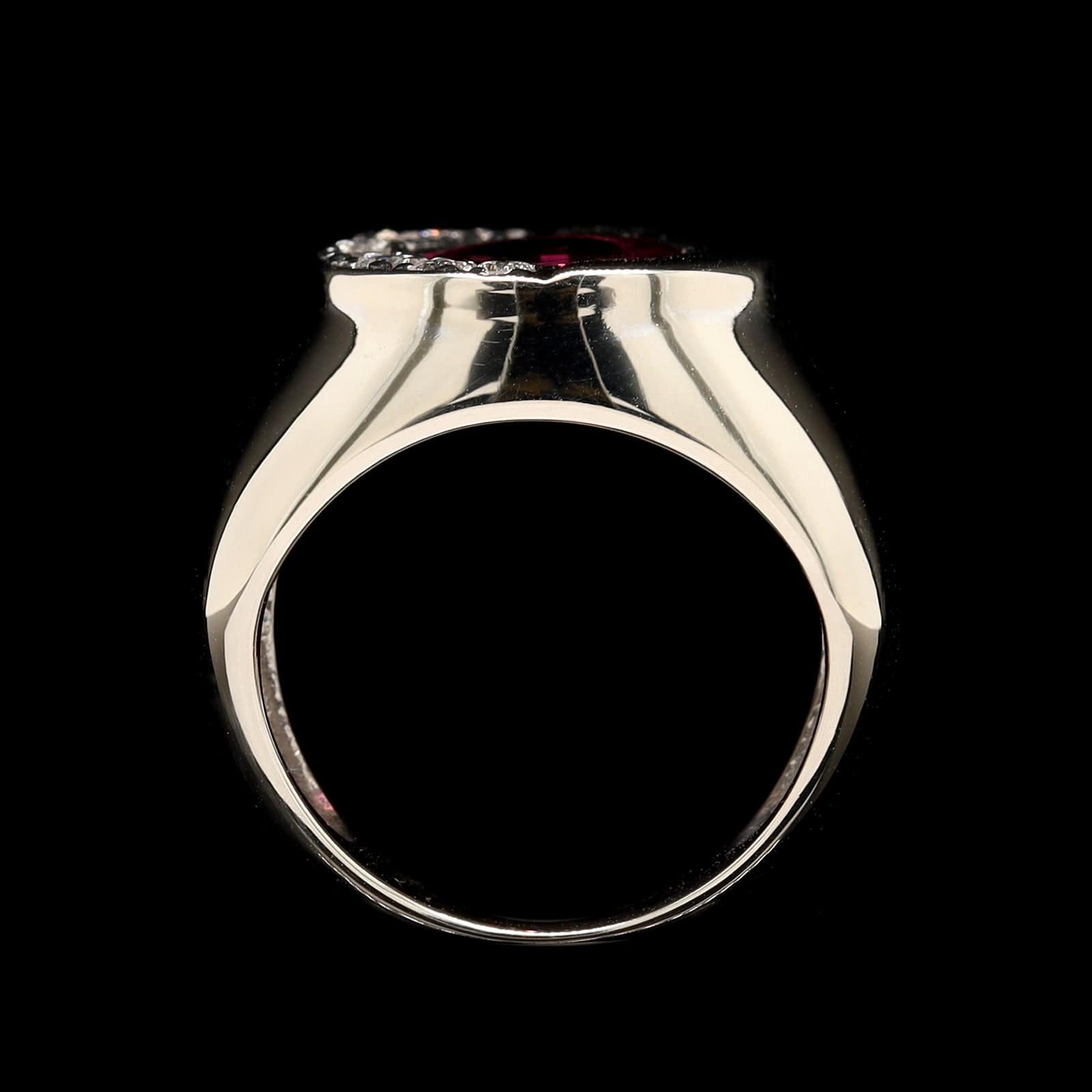 14K White Gold Estate Garnet and Diamond Ring