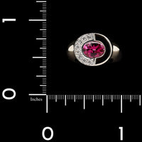 14K White Gold Estate Garnet and Diamond Ring