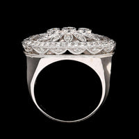 14K White Gold Estate Diamond Flower Milgrain Ring