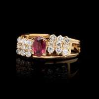 14K Yellow Gold Estate Ruby and Diamond Ring